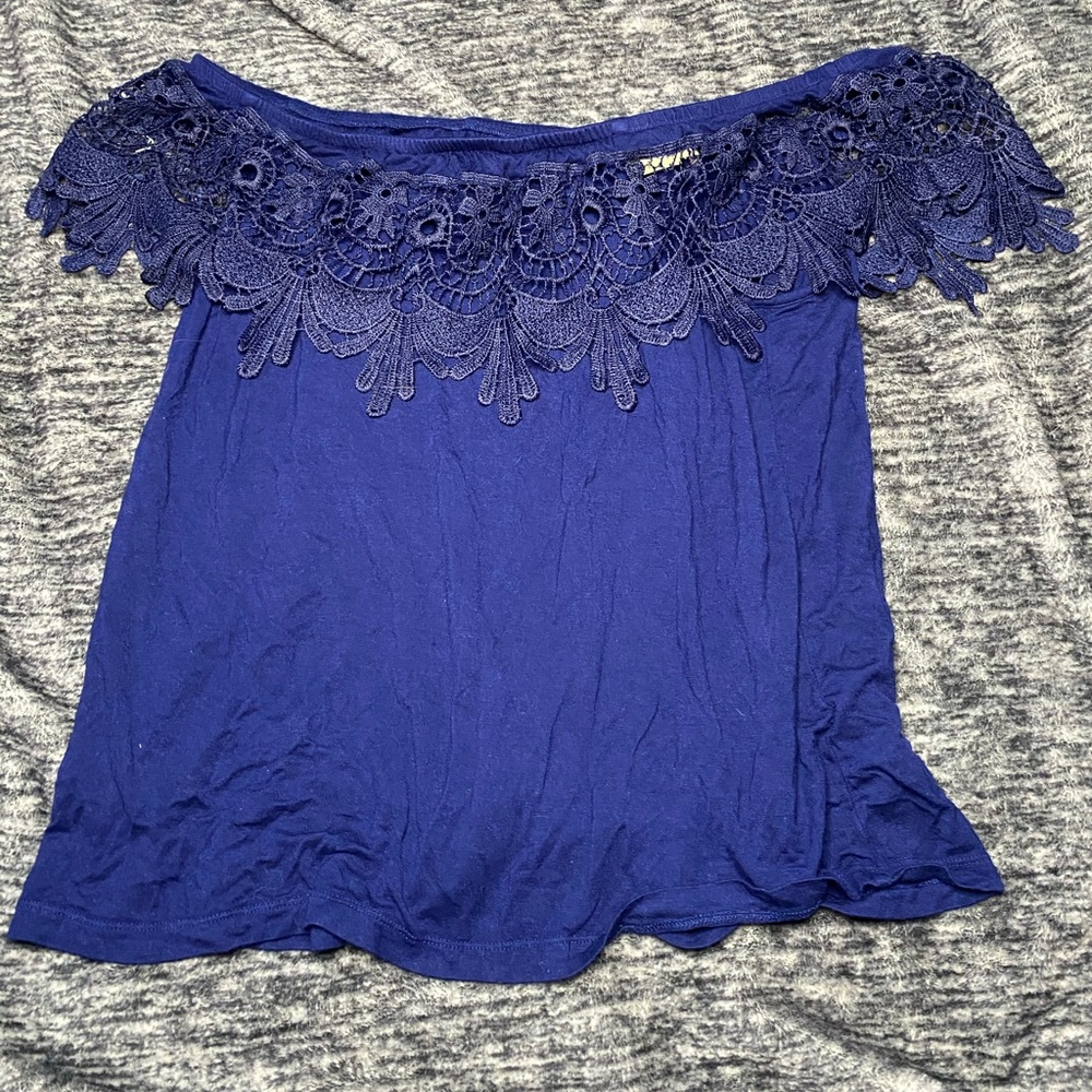 Wishful Park blue off the shoulder top size XL